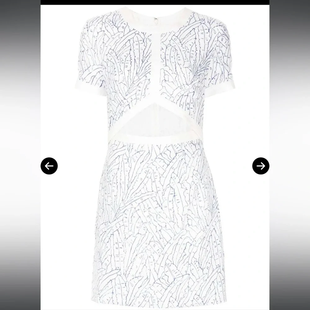 Staud Linen Blue and White Mini Dress | Staud Mini Perla Dress - Picture 4 of 7